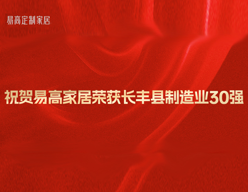  祝賀易高家居榮獲“長豐縣制造業30強”榮譽稱號！